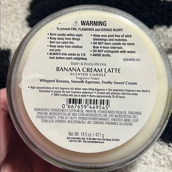 NWT Bath and Body Works Banana Cream Latte
3-Wick Candle- 14.5 oz - Picture 4 of 7